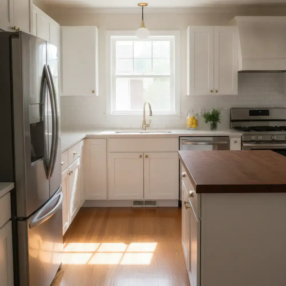 Freshly cleaned kitchen highlighting deep cleaning results