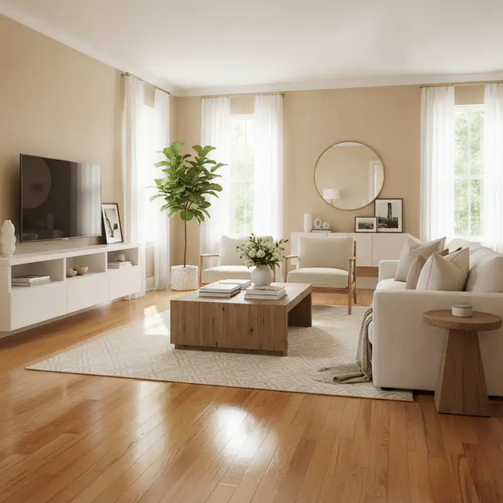 A professionally cleaned, bright living room